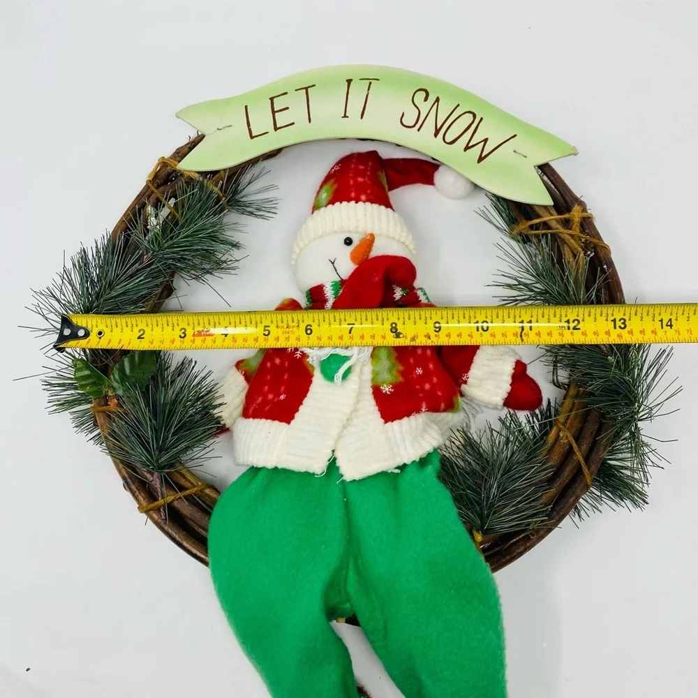 Festive Snowman Wreath with Let It Snow Sign